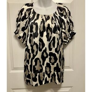 Sonia Rykiel White Gray Silk Shirt Top Size 36/Small Animal Print‎ Women’s